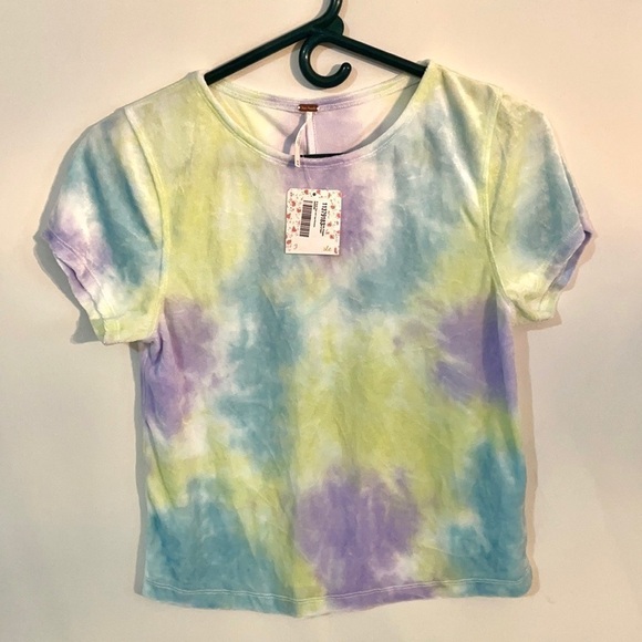 Free People Bright Eyes Velvet Tee Cloud Combo Top - Picture 8 of 13